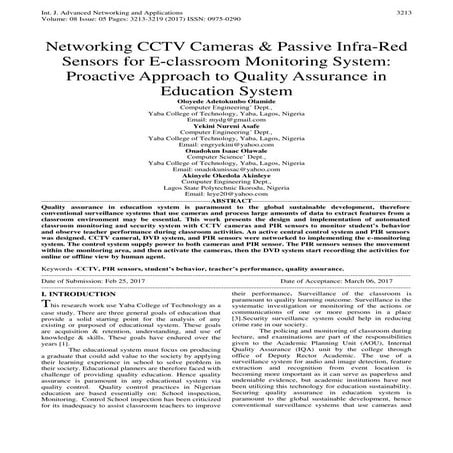 Networking CCTV Cameras & Passive Infra-Red Sensors for E-classroom Monitorin...