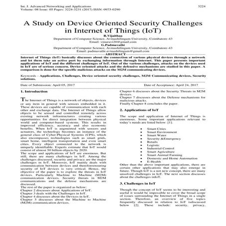 A Study on Device Oriented Security Challenges in Internet of Things (IoT)