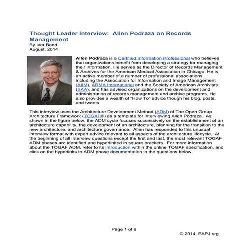 Thought Leader Interview: Allen Podraza on Records Management