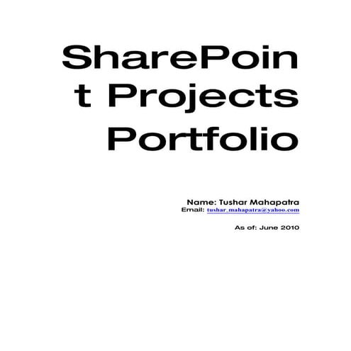 Tushar Mahapatra - Portfolio for SharePoint projects