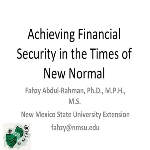 Achieving Financial Security In New Normal