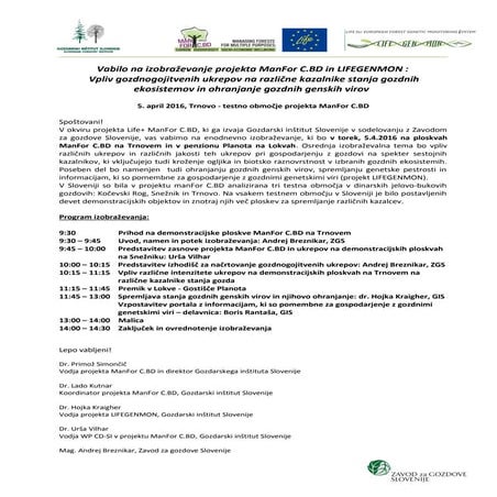 Izobraževanje LIFEGENMON MANFOR ZGS GIS