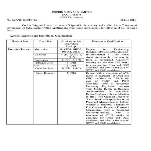 Vacancies executive trainees 2014 - chalan copy