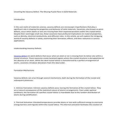 Vacancy defect | PDF