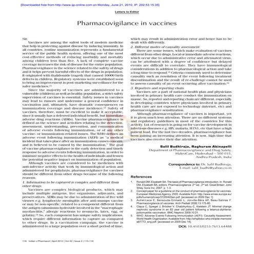 Vaccine Pharmacovigilance
