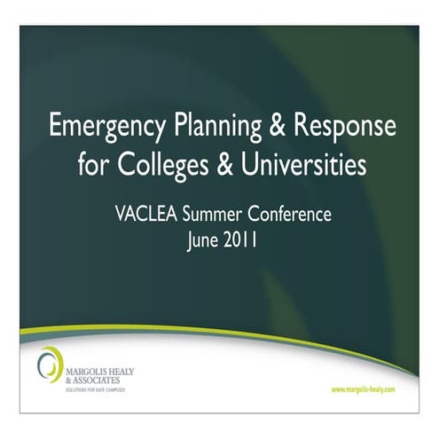 Emergency Planning & Response for Colleges & Universities, VACLEA Conference ...