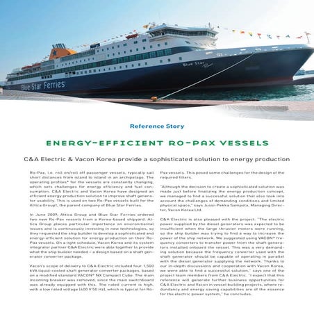 Vacon energy efficient Ro-Pax vessels