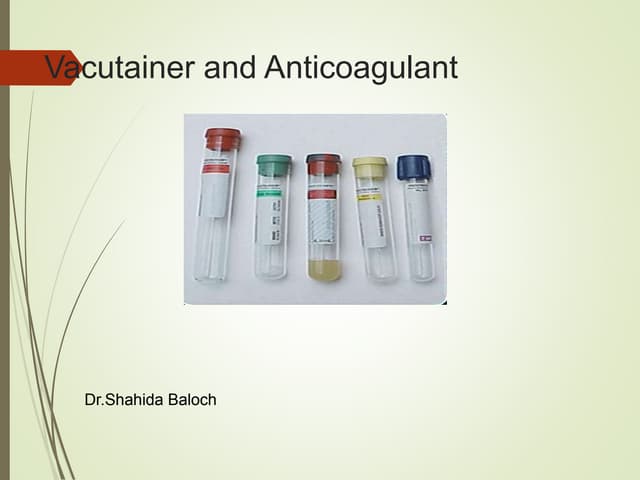 Blood collection tubes - Colour coding of vials, Order of draw | PPTX