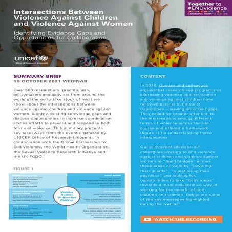 Webinar Summary: Intersections Between Violence Against Children and Violence...