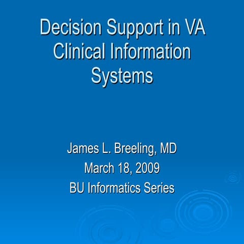 Va Decision Support Seminars 2009