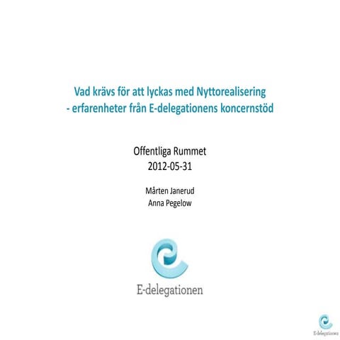 Vad krävs för att lyckas med Nyttorealisering - erfarenheter från E-delegatio...