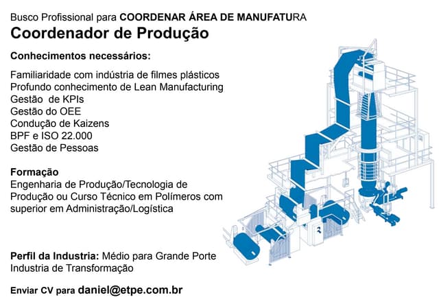 Vaga gestor de produção