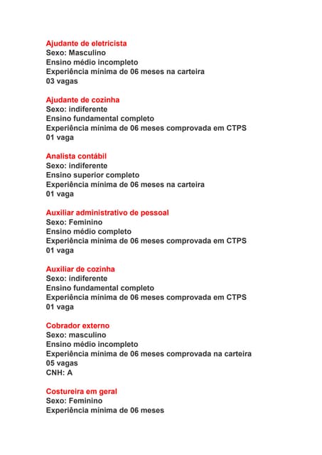 Vagas emprego