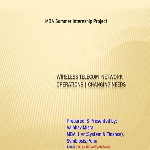 Vaibhav Misra Telecom Wireless Operations Management Consulting Presentation