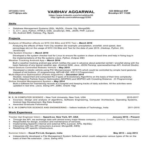 Resume - Vaibhav Aggarwal