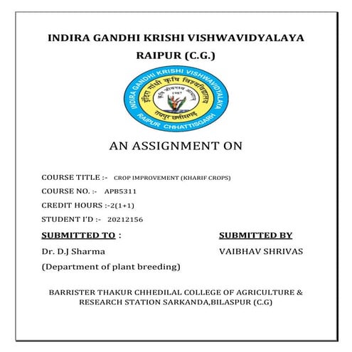 Crop improvement (kharif crops )