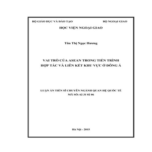 Vai trò của asean trong tiến trình hợp tác và liên kết khu vực ở đông á