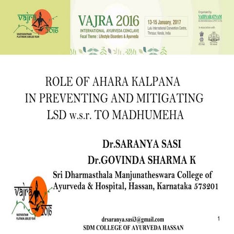 ROLE OF AHARA KALPANA  IN PREVENTING AND MITIGATING  LSD w.s.r. TO MADHUMEHA