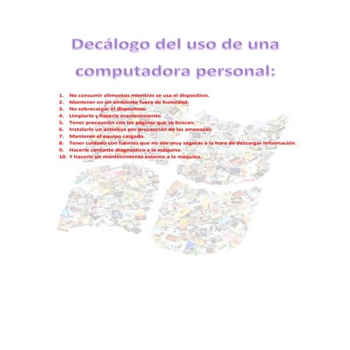 Decálogo: Uso responsable y adecuado de las partes de una computadora ...