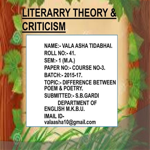 Literary theory & criticism.