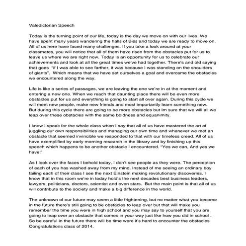 Valdictorian speech