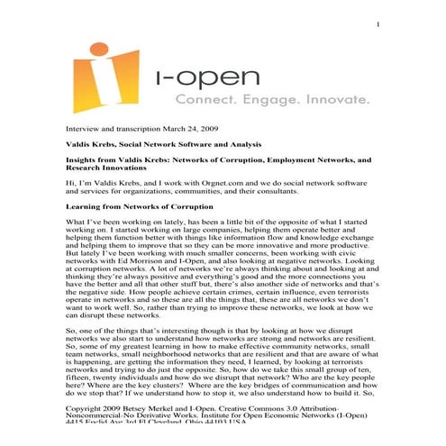 Valdis Krebs, Founder and Chief Scientist, orgnet.com 03-24-09 Interview