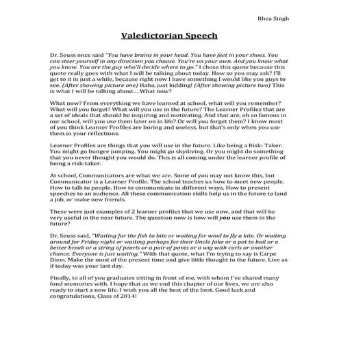 Rhea's Valedictorian speech