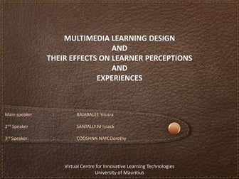 Multimedia Learning Design and Learning Experiences