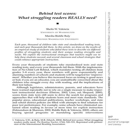 Behind the Test Scores: What Struggling Readers Really Need 