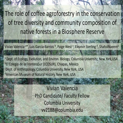 The Role of Coffee Agroforestry in the conservation of forest tree diversity ...