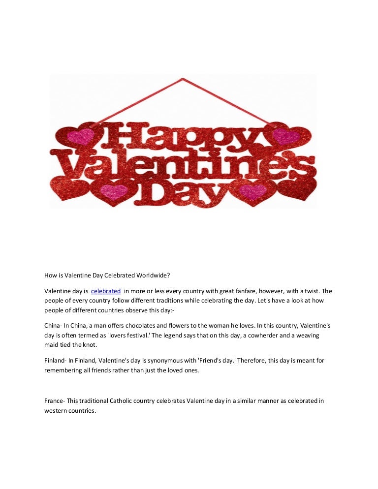 Valentine day celebrated worldwide