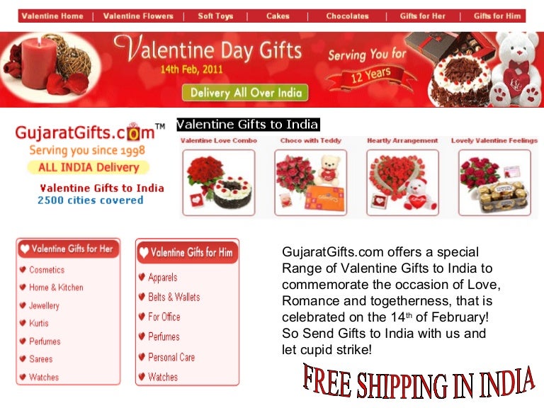 Send Valentine Gifts to India Like Flowers, Cakes