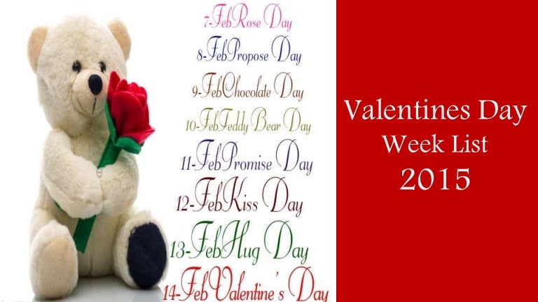 Valentines Day Week List 2015