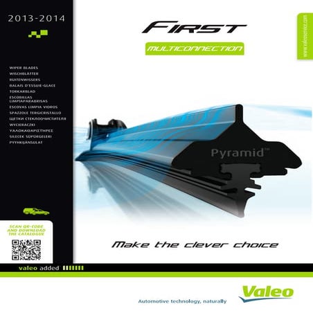 Valeo first pyramid flat wiper blade multi connection 2013-2014 catalogue 953190