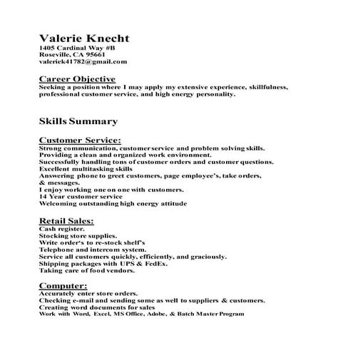 Valerie's resume