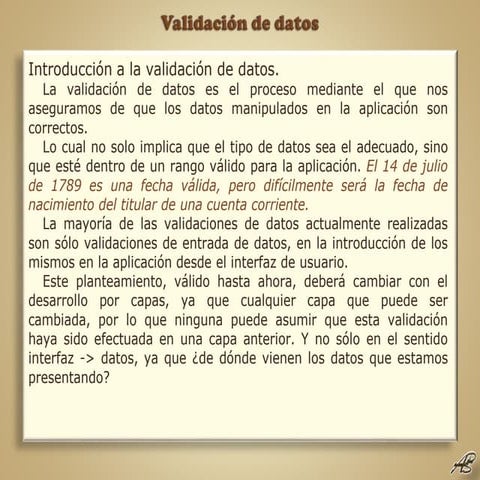 Validación de datos.