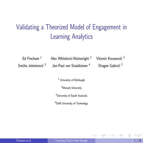 Validating a theorized model of engagement in learning analytics