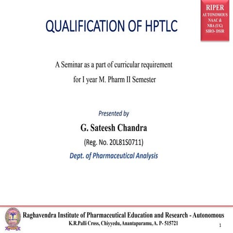 Qualification Of HPTLC