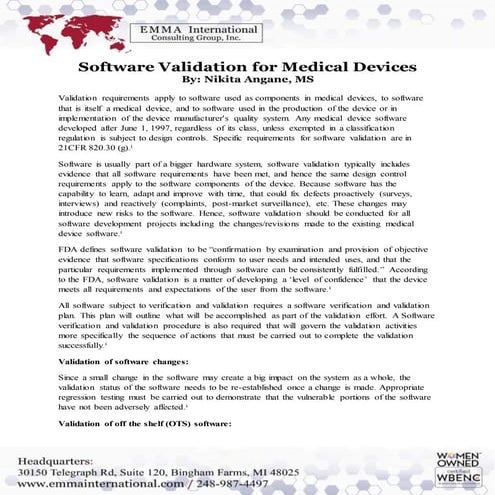 Software Validation for Medical Devices