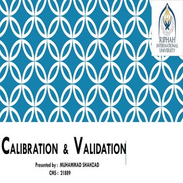 Validation & calibration in pharma (M shahzad (PAKISTAN) 03325637049)