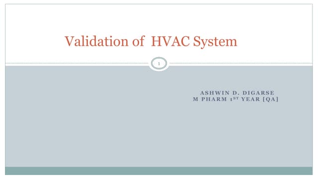 Validation of hvac