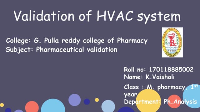 Validation of hvac system