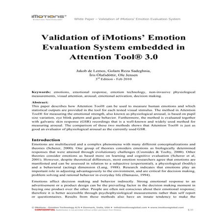 Validation of i_motions¹_emotion_evaluation_system_embedded in_attention_tool3 0_-_white_paper_feb_2010_3rd_edition