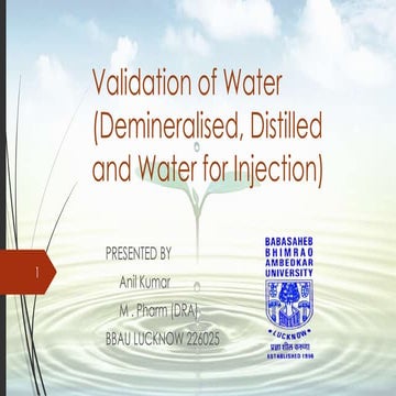 Validation of water