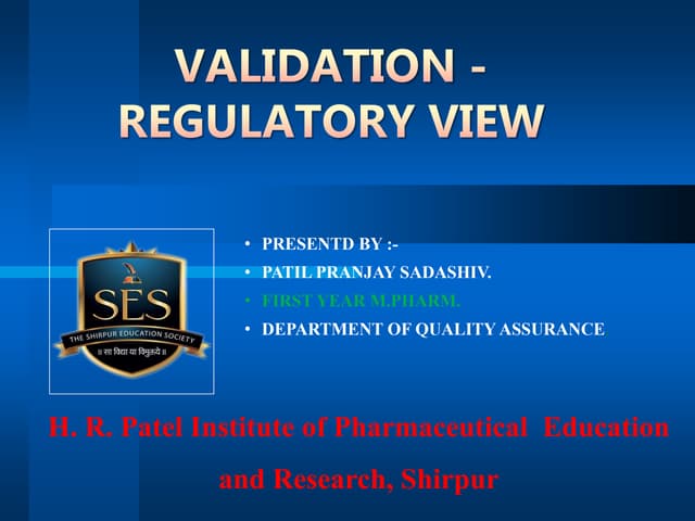 Validation regulatory review