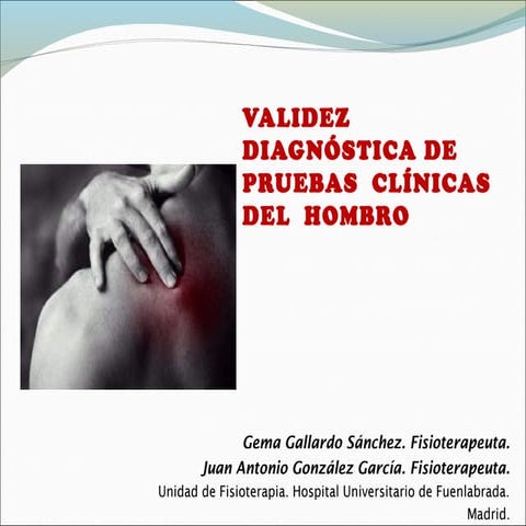 Validez diagnostica de pruebas de hombro | PPT
