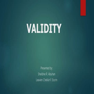 Validity in Assessment