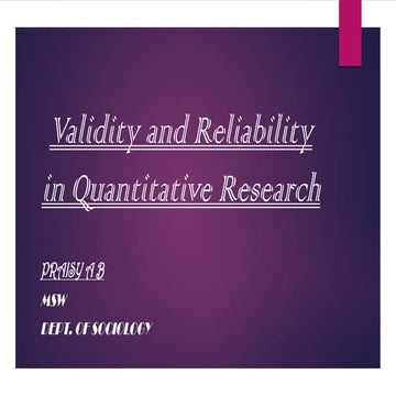 Validity &amp; reliability