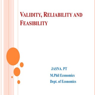 Validity, reliability and feasibility