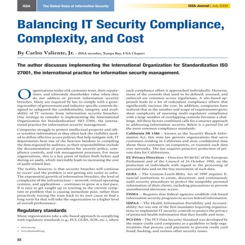 Valiente Balancing It SecurityCompliance, Complexity & Cost